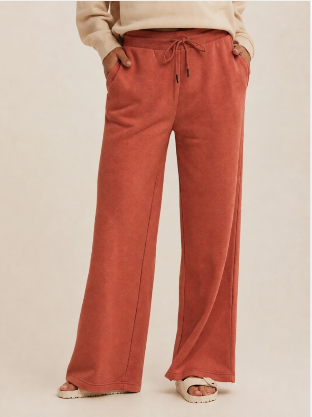 Threads 4 Thought Cozy Fleece Wide Leg Drawstring Sweatpant Size Large